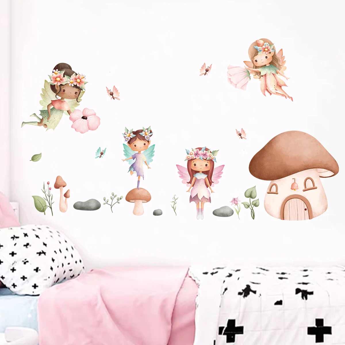 Cartoon Cute Elf Love Wall Stickers Decoration for Bedroom Girls Gift Kids Room Sweet Home Decore Living Room Wall Decals
