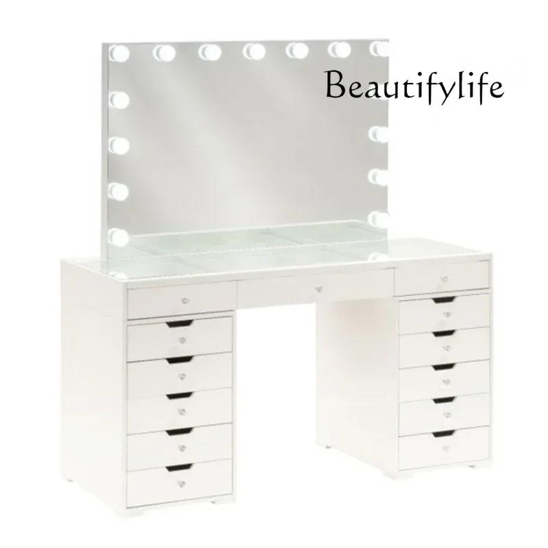 J Vanity Mirror Dressing Table Mirror Make Up Table Wood Drawer Dresser Vanity Mirror Set With Lights