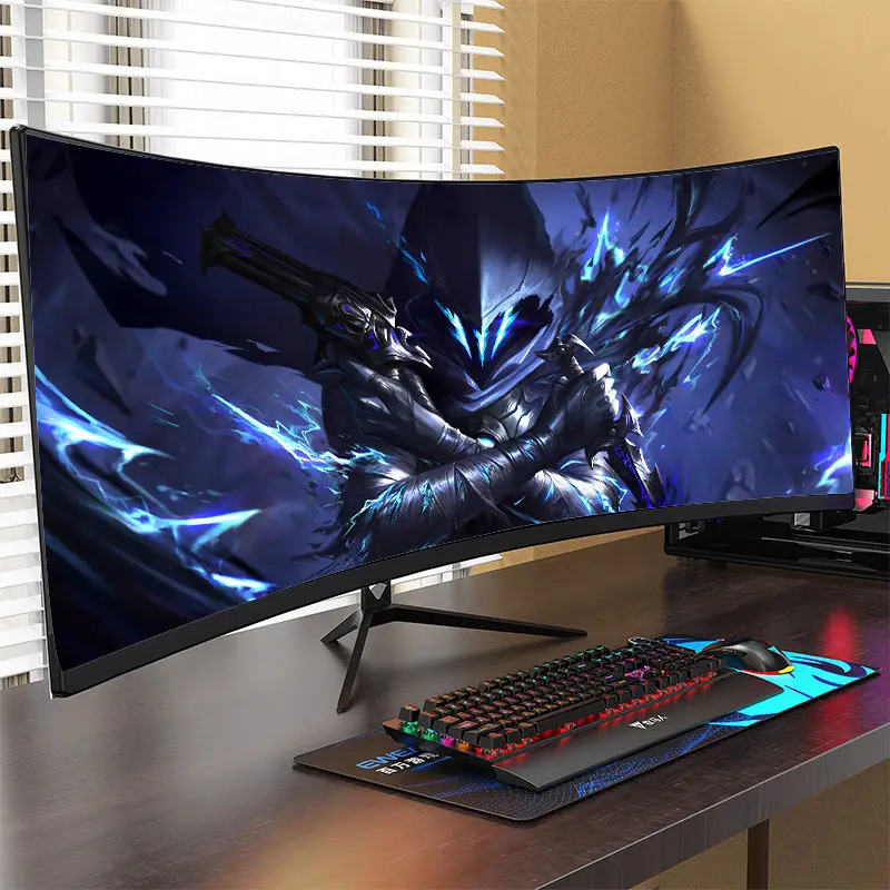 Ultrawide Curved Gaming Monitor, Ultra‑Wide Curved Surface Display Screen, Desktop Monitor for PC Game Entertainment