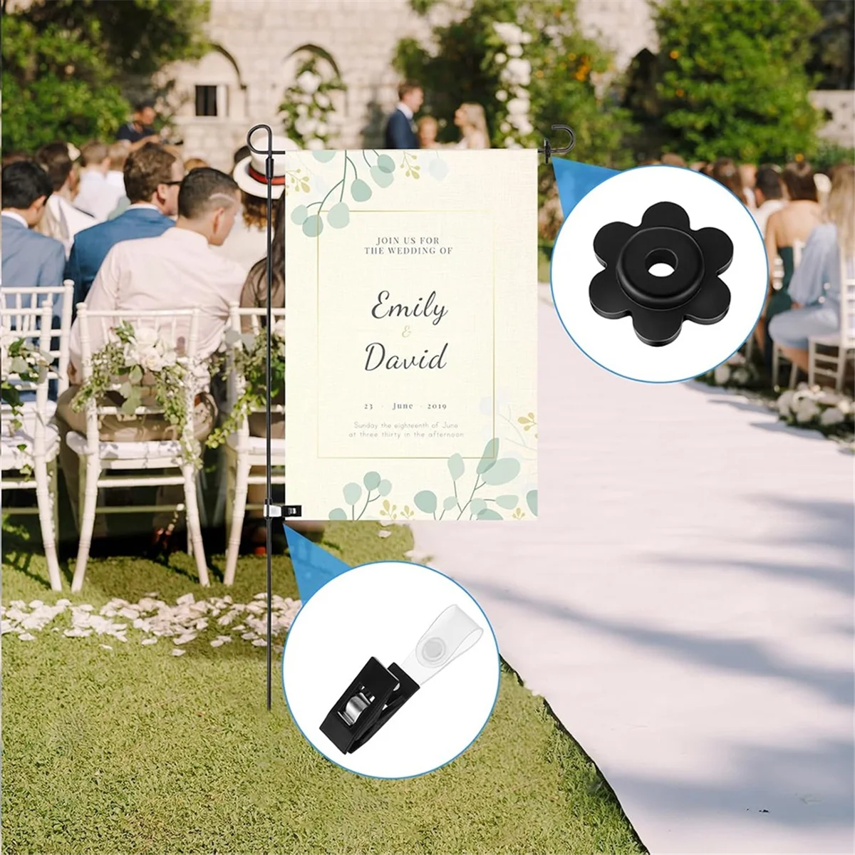 A71P 20 قطعة سدادات علم الحديقة مقاطع علم الحديقة للخارج المضادة للرياح أصحاب العلم الصغيرة لساحة وعمود علم الحديقة