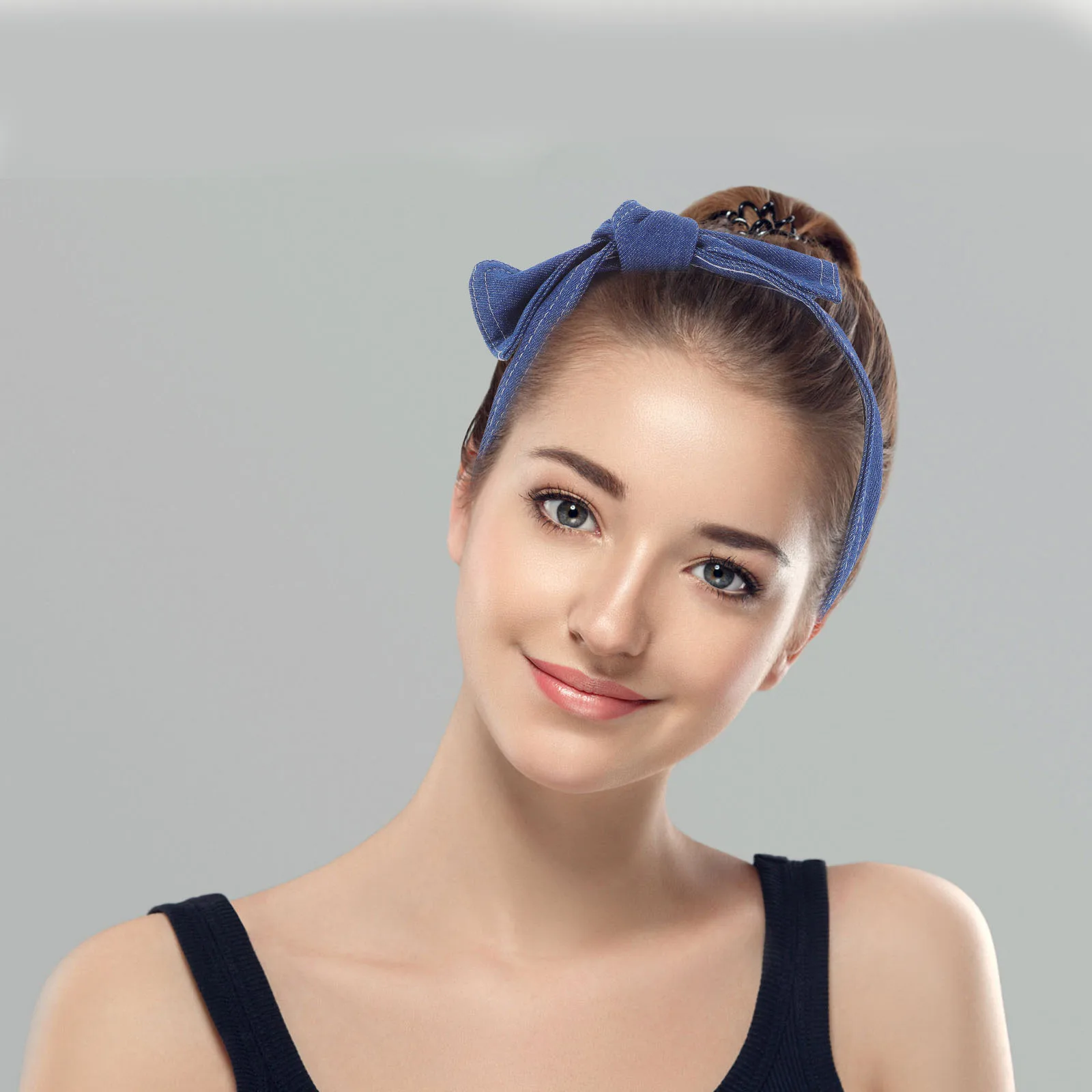 

Butterfly Bowknot Denim Headband Retro Hair Accessories Comfortable Plastic Bands for Girls Boho Hairstyle Decorative Pieces