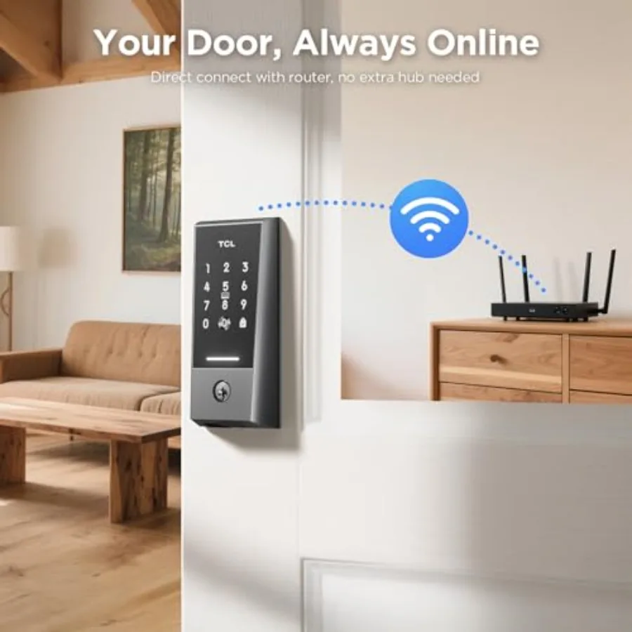 Serratura intelligente WiFi D2 e serratura intelligente con maniglia per porta con impronta digitale K1 per una sicurezza domestica migliorata con connettività wireless biometrica