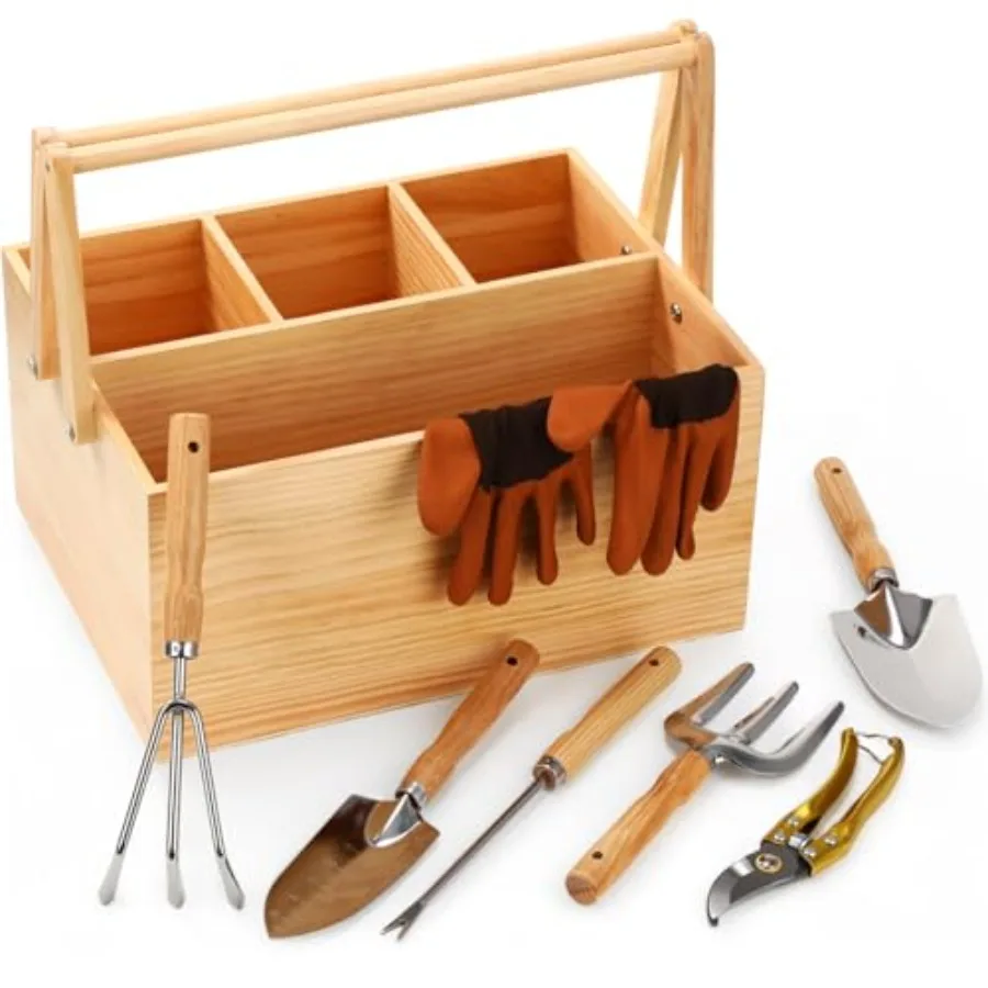 

Набор из 8 садовых инструментов для женщин: корзина для сбора овощей с ручками, деревянные и стальные инструменты, садовый органайзер для весеннего сбора урожая