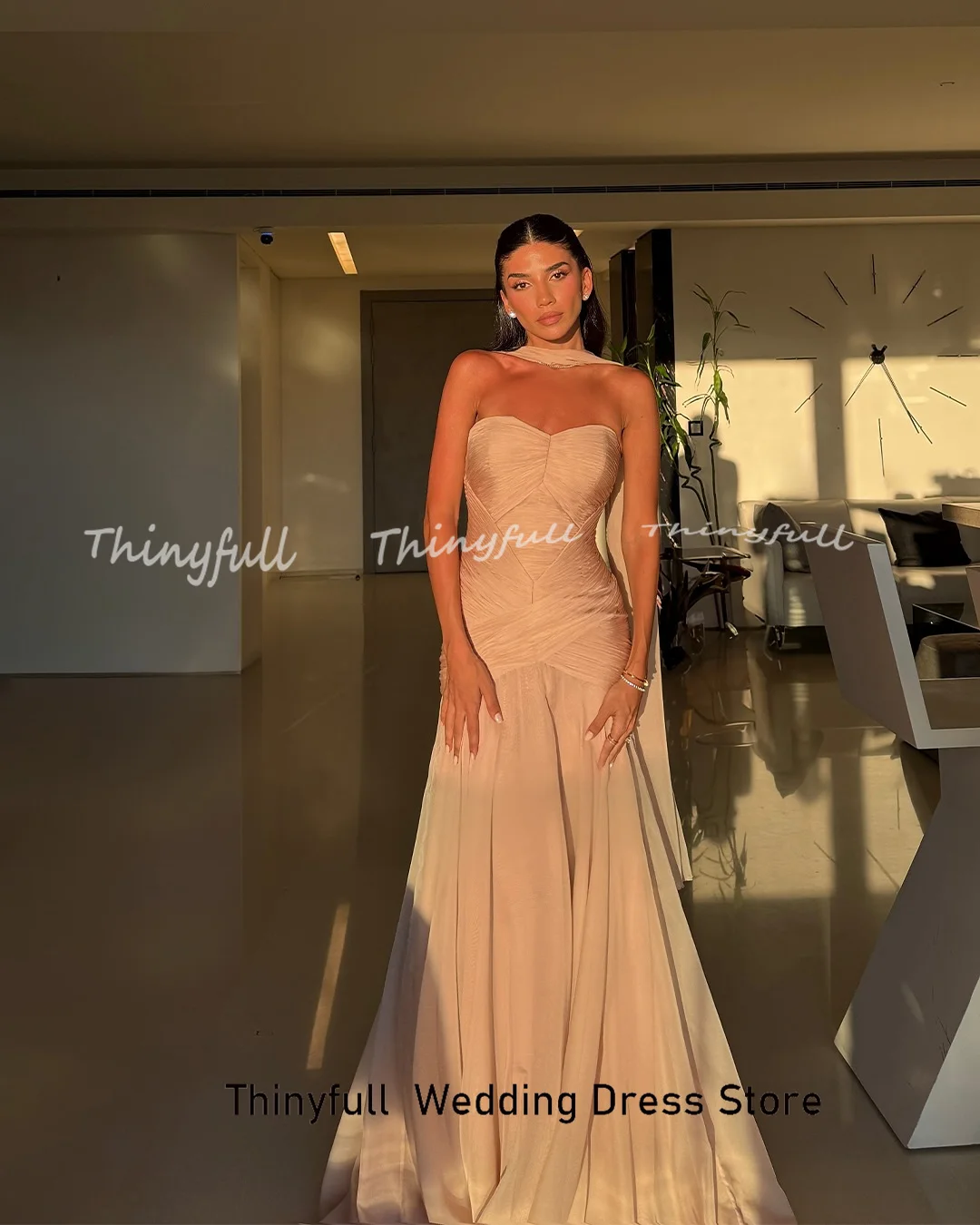 Thinyfull sirène 2025 robes de bal chérie sans manches en mousseline de soie arabe robe de soirée longue robe robes de soirée personnalisé