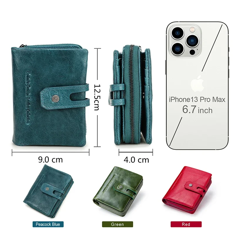 กระเป๋าสตางค์สำหรับผู้หญิงสั้นหนังแท้ Bifold แฟชั่นผู้หญิง dompet koin กระเป๋าเงินใส่บัตรกระเป๋าผู้หญิงกระเป๋าสตางค์ carteira