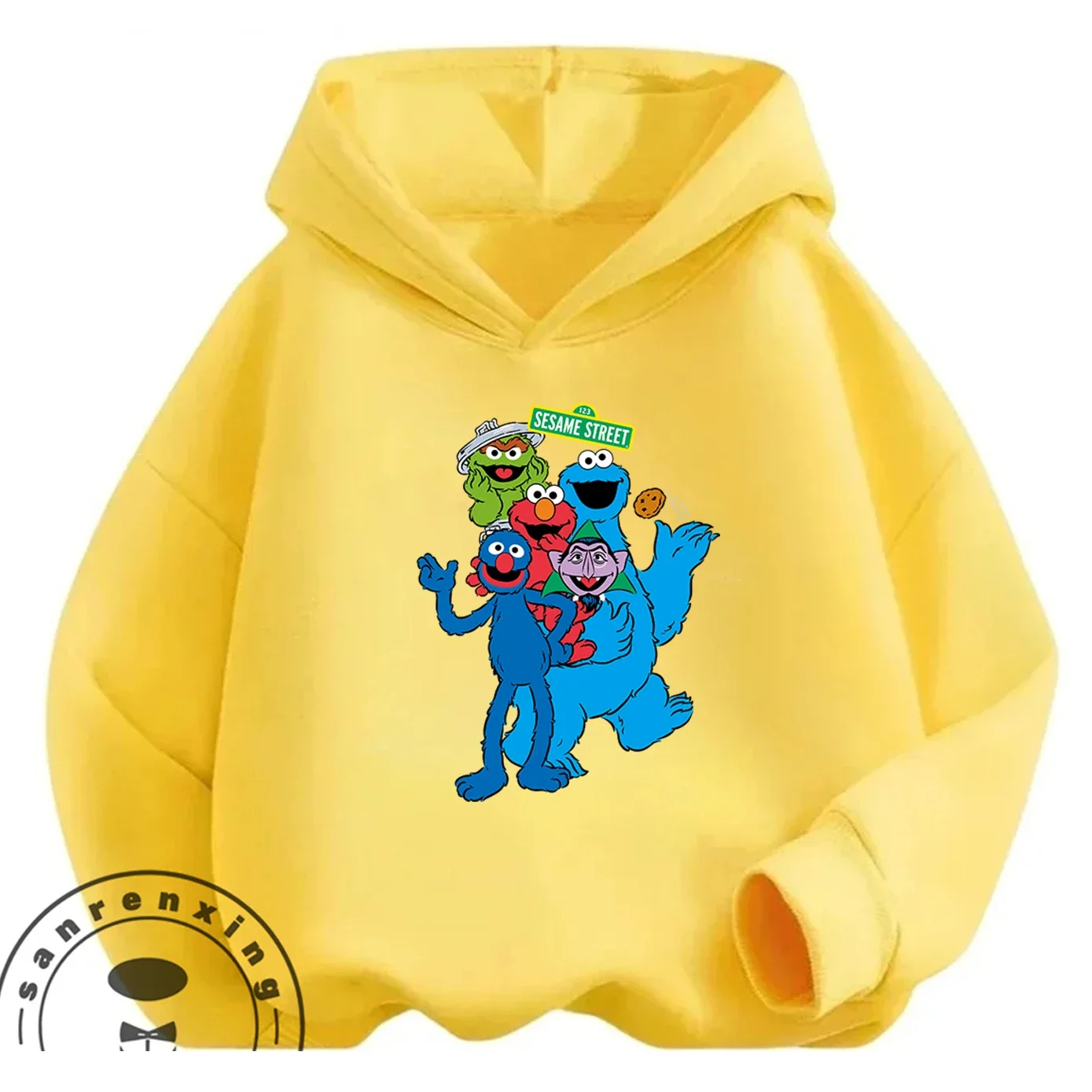 Sudadera con Capucha de Plaza Sésamo para Niños de 3 a 14 Años, Otoño Invierno, Diseño Kawaii, Estilo Urbano, Informal, Cálida y Elegante
