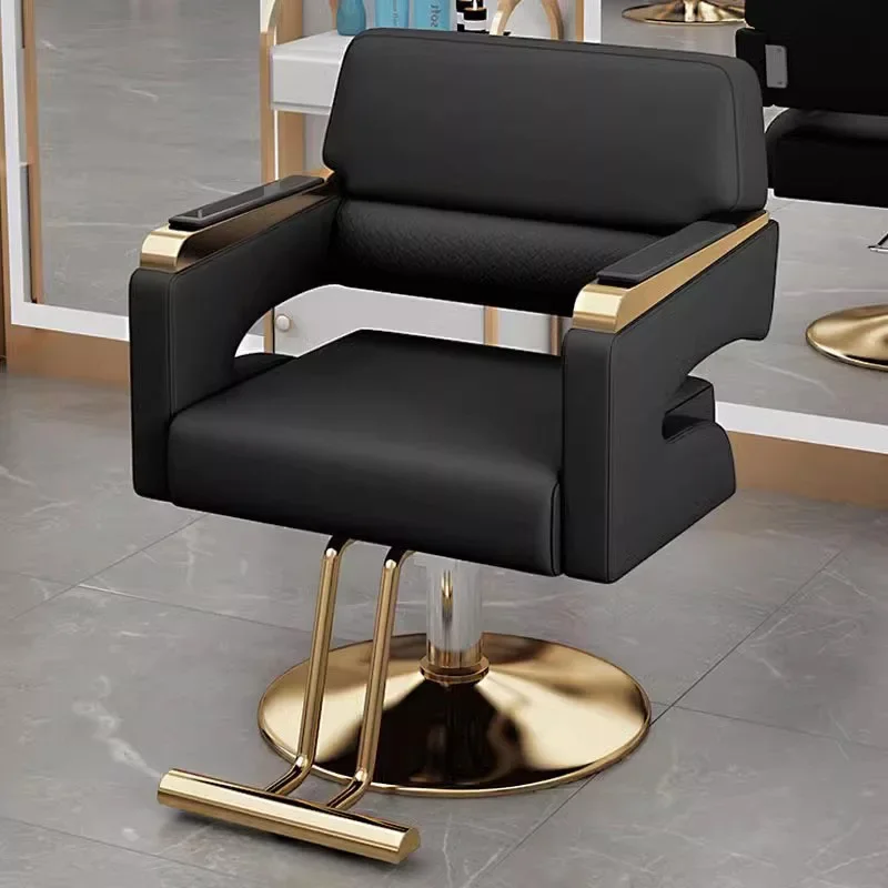 Silla de barbero de lujo, sillón de salón de pelo europeo y único, de alta gama, color negro, cómoda, a la moda, muebles para el hogar