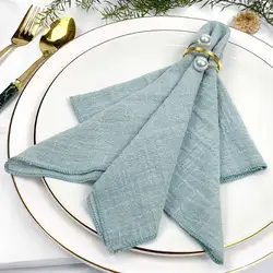 Set of 6 Cotton Cloth Napkins Gauze Sage Green 30x30cm for Wedding Decoration Everyday Use Dinner Tea Towel Table Party Napkins