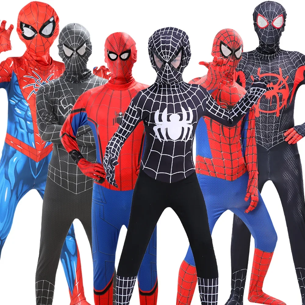 Spiderman Costume Full Line Spiderman Cosplay Costume Boy Hero Expedition SpiderMan Bodysuits Child Girls Party Gifts Superhero