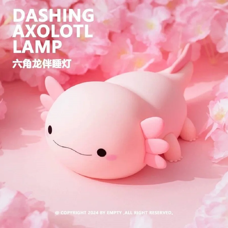 Axolotl-luz nocturna LED para niños, lámpara de noche para dormir, 2 modos, Control táctil, recargable por USB, lámpara de mesa para bebés y niños