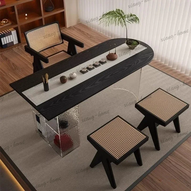 YJ Modern Simple Acrylic Floating Table French Design Balcony Solid Wood Tea Table Office Home Furniture Mobili Da Studio FYFD