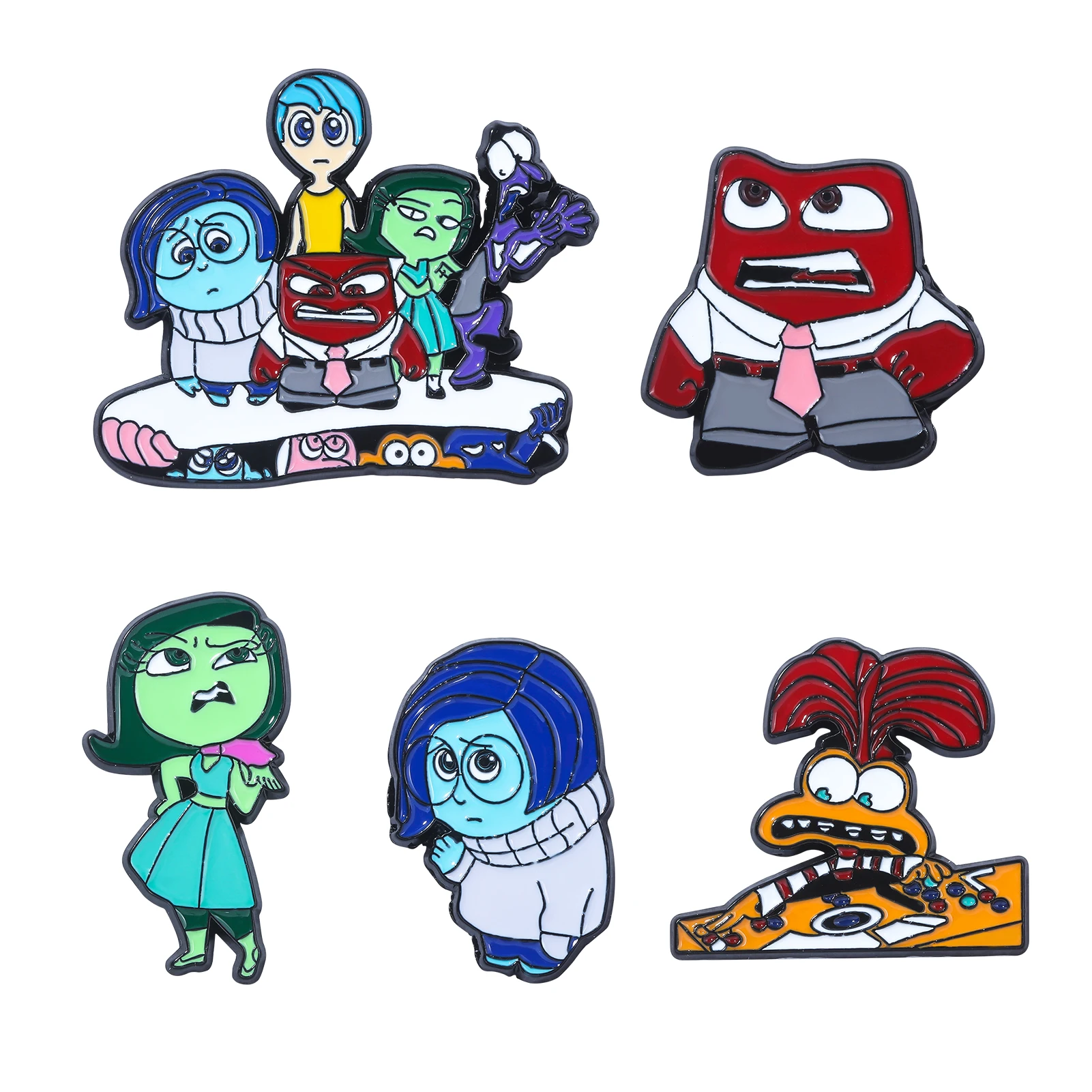 الفيلم داخل خارج 2 المينا دبابيس بروش معدني Kawaii الفرح الحزن الغضب الايبوكسي بروش للملابس دبابيس التلبيب اكسسوارات