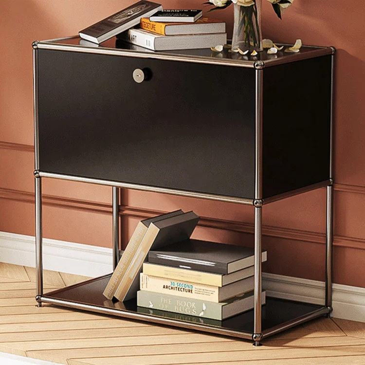 

Modern Minimalist Modular Living Room Stainless Steel Storage Cabinet Sideboard Bedroom Nightstand