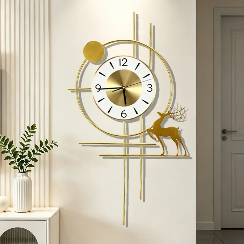 for Wall Clock Living Room Advanced Sense Wrought Iron Wall Hanging Household Creative Clock Wholesale Collection