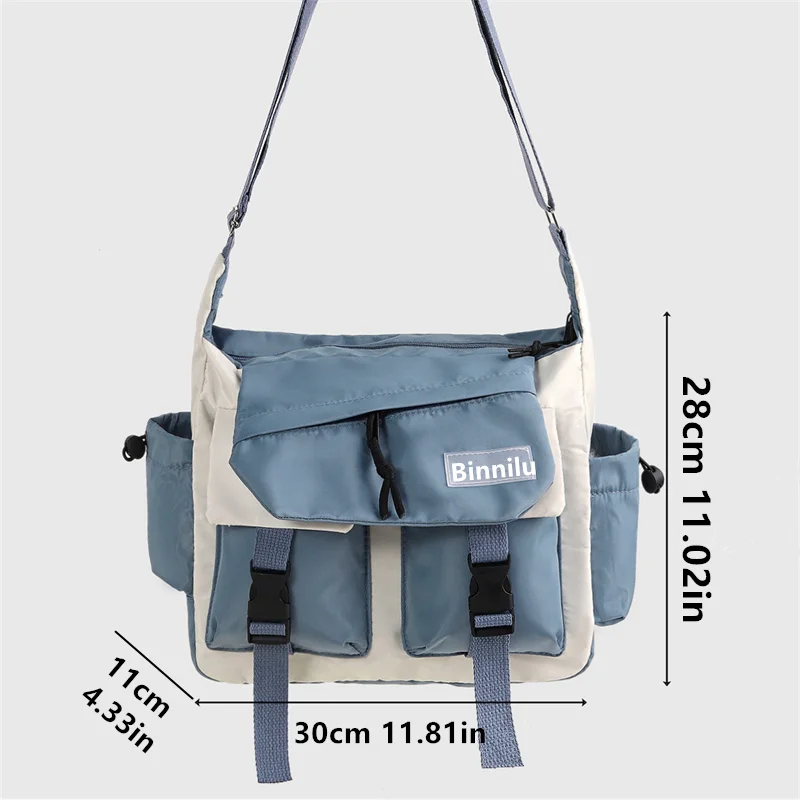 Preppy lässige Nylon-Umhängetasche für Männer und Frauen, Teenager-Umhängetasche, Outdoor-Studenten-Pendler-Umhängetasche für den täglichen Gebrauch – Detail 3