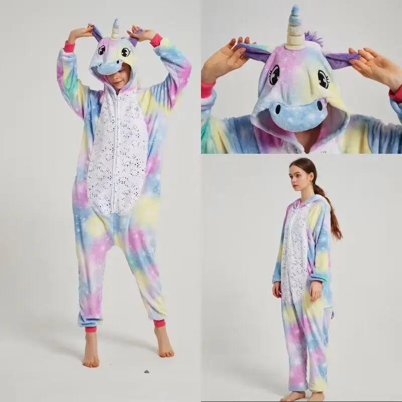 Frauen Pyjama Tier Overall Stram pler Kigurumi Einhorn Anzug Hai Body suits Erwachsene Flanell Nachtwäsche Ganzkörper Winter