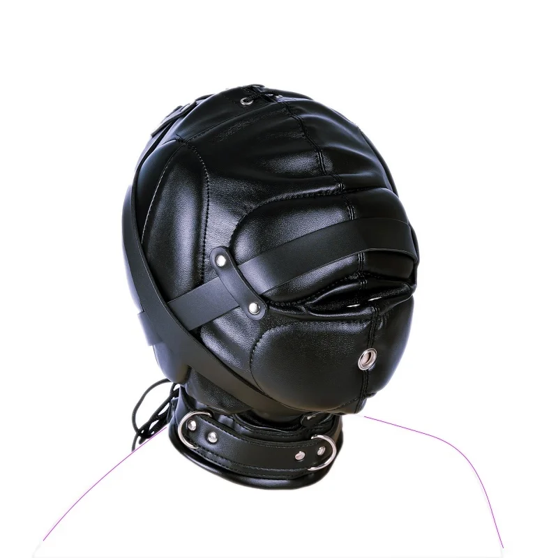 Couvre-tête de jeu de rôle, Costumes unisexes pour femmes et hommes, masque facial de Cosplay pour fête d'halloween, masques complets de Bondage en cuir PU Sexy