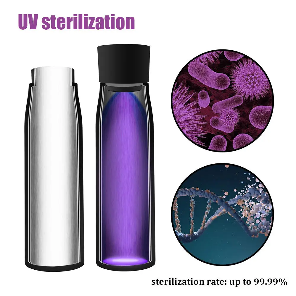 500ml Self cleaning uv water bottle long-term insulated smart thermos with drinking reminder