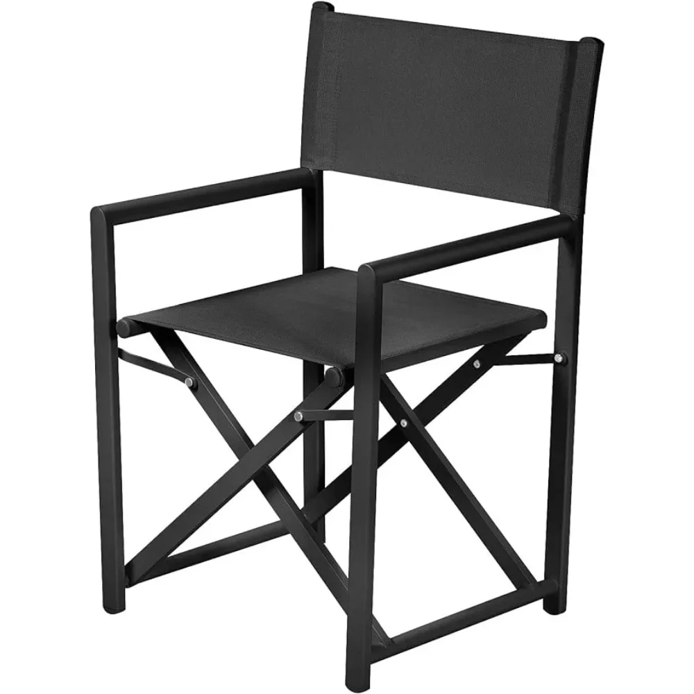 

Aluminium Directors Chair Portable Folding Chair for Patio, Camping, Picnic and Outdoors (Black)