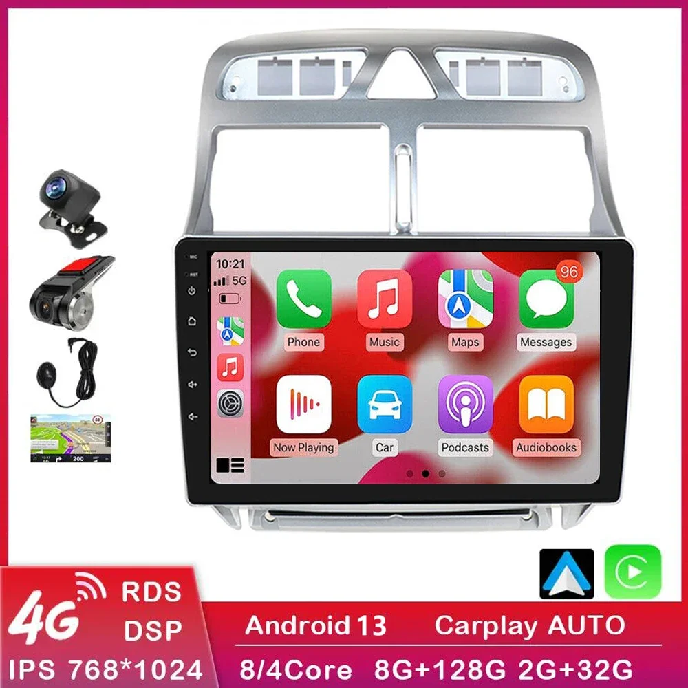 

9" Wireless CarPlay Android Auto Radio For Peugeot 307 307CC 307SW 2004-2013 4G Car Multimedia GPS 2din autoradio