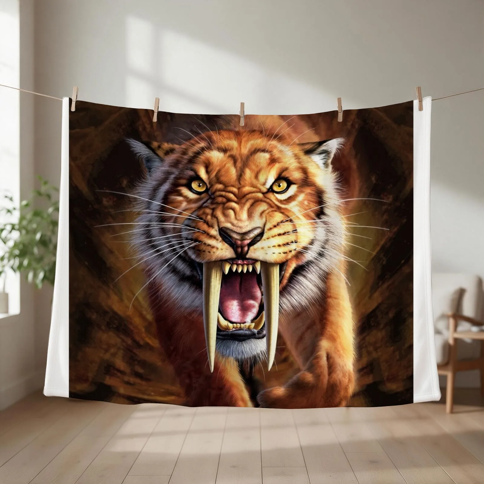 Sabertooth! Throw Blanket couch cozy soft plush fuzzy picnic outdoor blanket