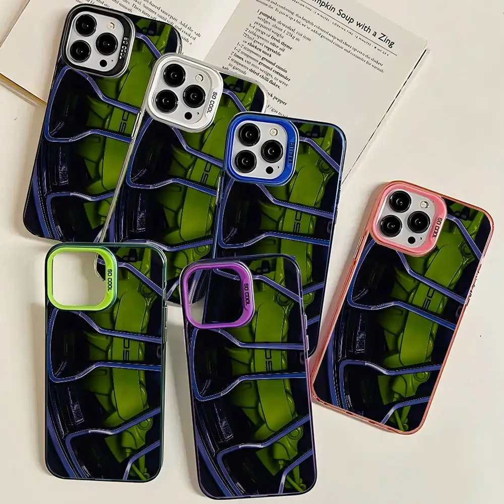 Epc 9 Green Sports 1 Автомобильный суппорт 1 чехол для телефона Laser IMD Цвет Серебристый корпус для IPhone 17 16 15 14 13 12 11 Air Pro Max Plus