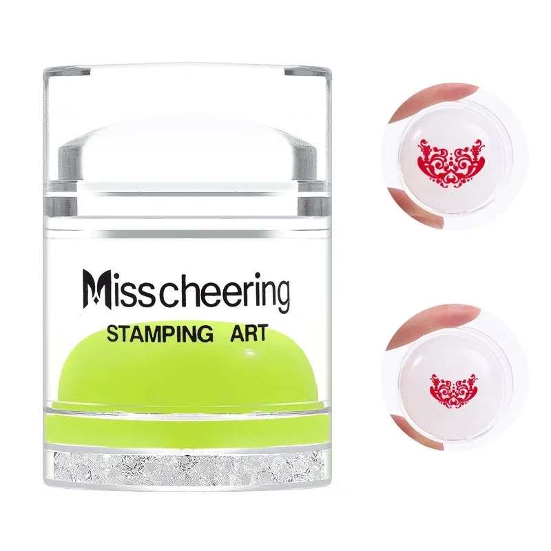 قالب فن الأظافر مع الماس الشفاف هلام السيليكون مزدوج الرأس يتقلص ختم مع غطاء لأدوات قالب فن الأظافر DIY #1