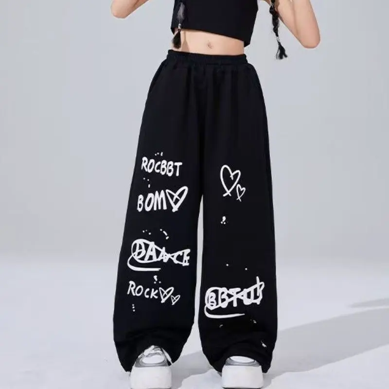 

Wide Leg Pants Women Hip-hop High Waist Long Trousers New Fun Letter Print Pants For Women American Street Style Sporty Pan