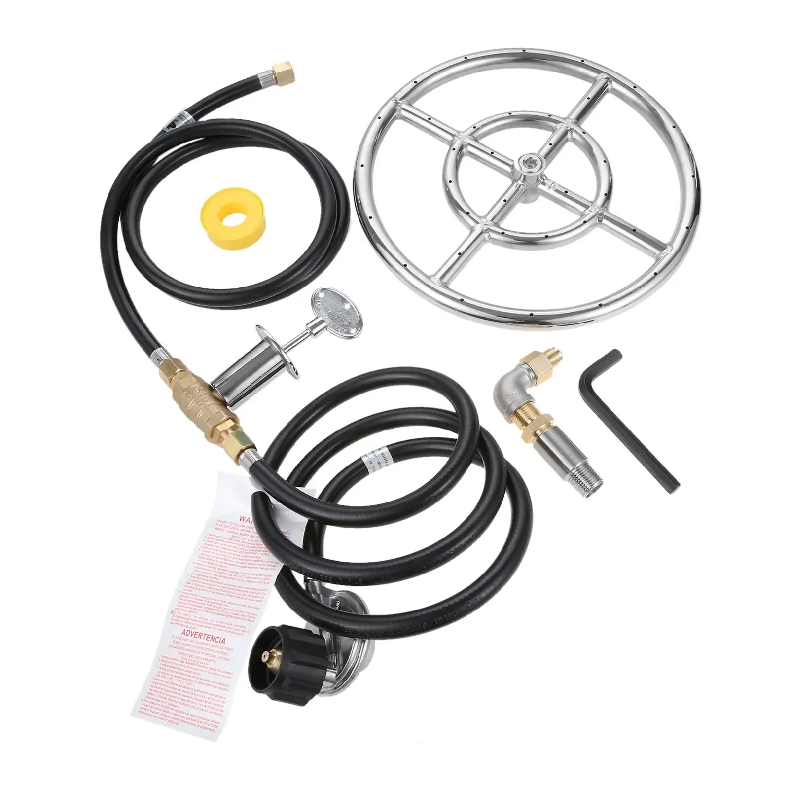 Imagem -05 - Gás Propano Fire Pit Anel Queimador Kit de Instalação com Mangueira Regulador e Válvula de Controle Chave 90000btu Aço Inoxidável 12 lp