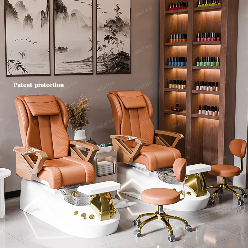 

Современный белый салон красоты со светодиодной подсветкой, массажное кресло для ног, спа-кресло, роскошное электрическое массажное кресло для педикюра с человеческим сенсорным экраном для продажи
