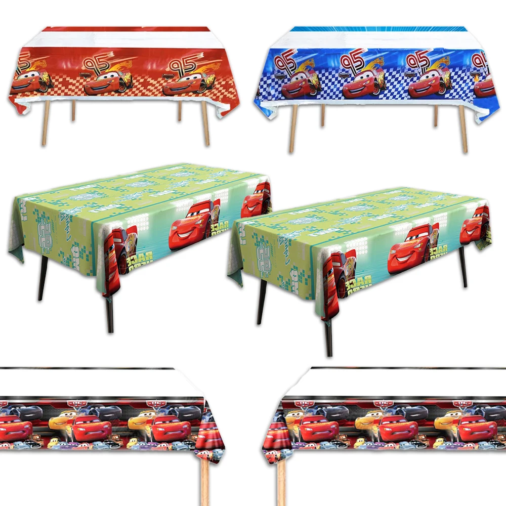 Mantel de fiesta de coches de Disney, decoraciones para fiesta de cumpleaños para niños, cubierta de mesa de plástico McQueen con relámpago rojo, suministros para Baby Shower