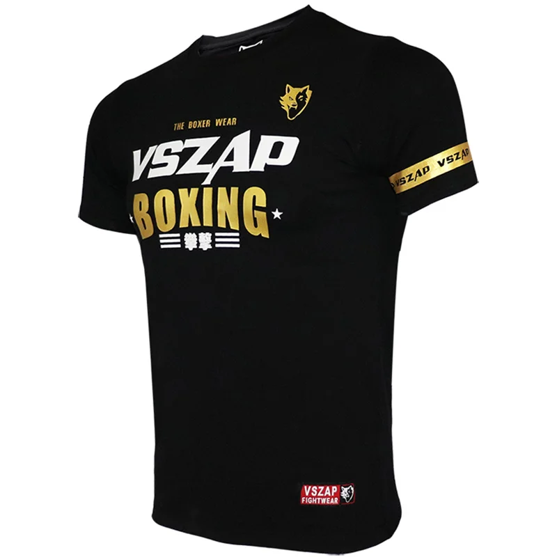 VSZAP Muay Thai Fighting Black Boxing T-shirt, MMA, Bjj, Martial Arts, Fitness Training Shirt, New