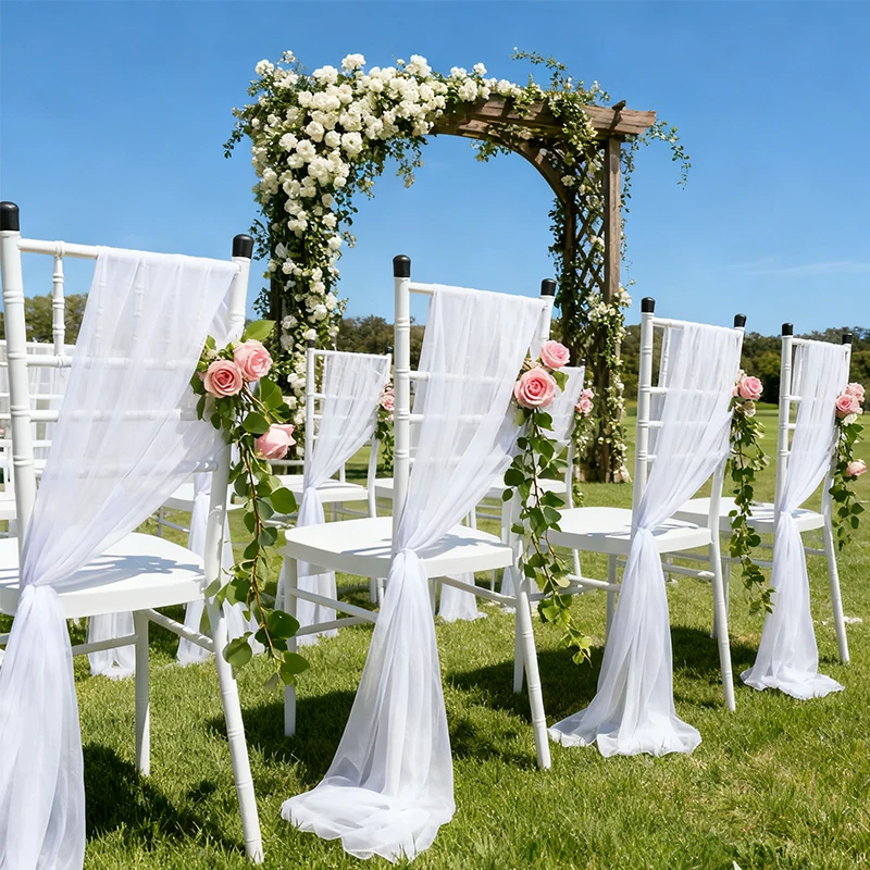 

Newest 10/50pcs 17x250cm Chiffon Chair Sashes Sash Wedding Chiffon Chair Covers, Banquet Bow Tie Chairs,church Chair Decorations