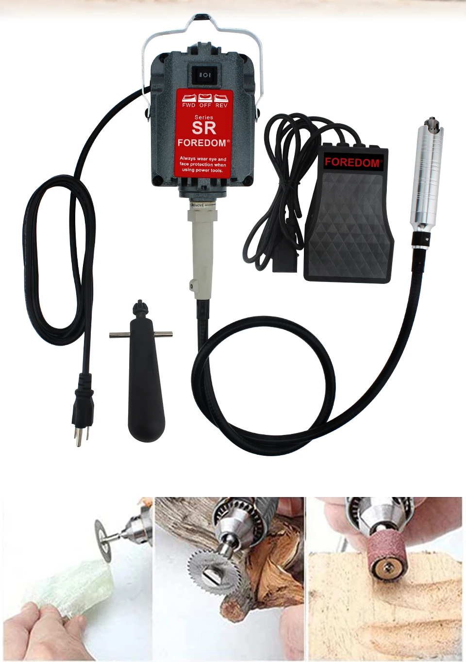 FORDEOM SR Hanging Flex Shaft Grinder 230W Rotary Tool with Stepless Speed Foot Pedal Rotary Carver for Carving, Buffing,Polish