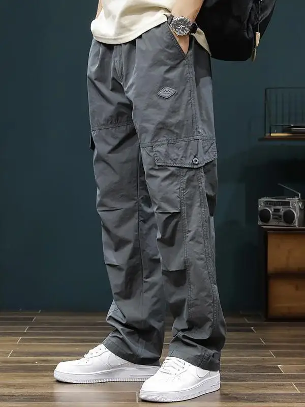 

Qui Dry, мужская повседневная рабочая одежда, брюки свободного покроя, легкие прямые дышащие летние длинные брюки, модный бренд