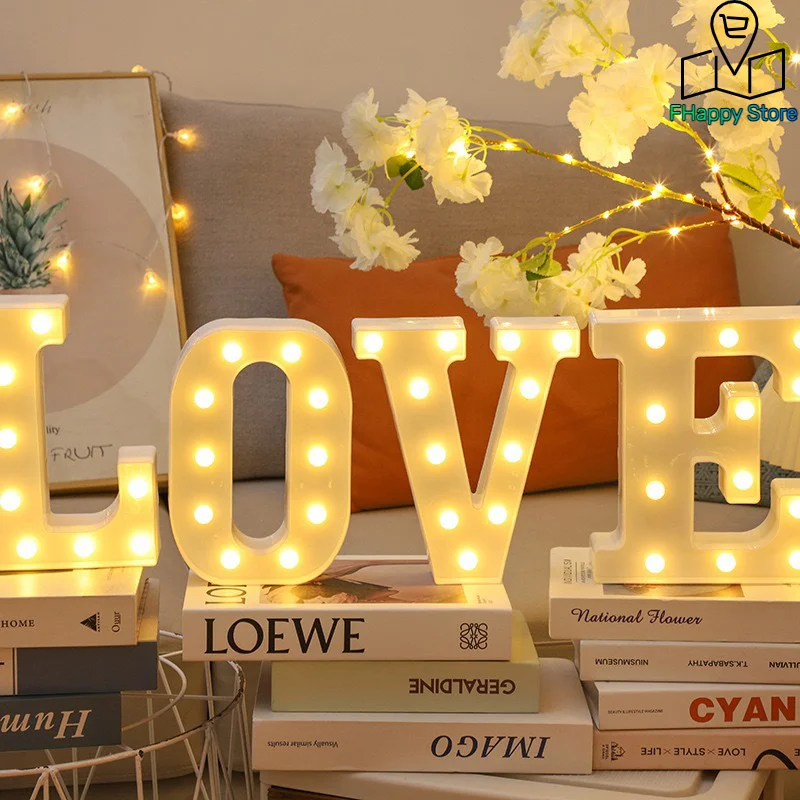 Lampada da lettera a LED con cuore d'amore Matrimonio romantico Rosso Rosa Luce notturna Ornamento Compleanno Natale Decorazione della casa Regalo di San Valentino