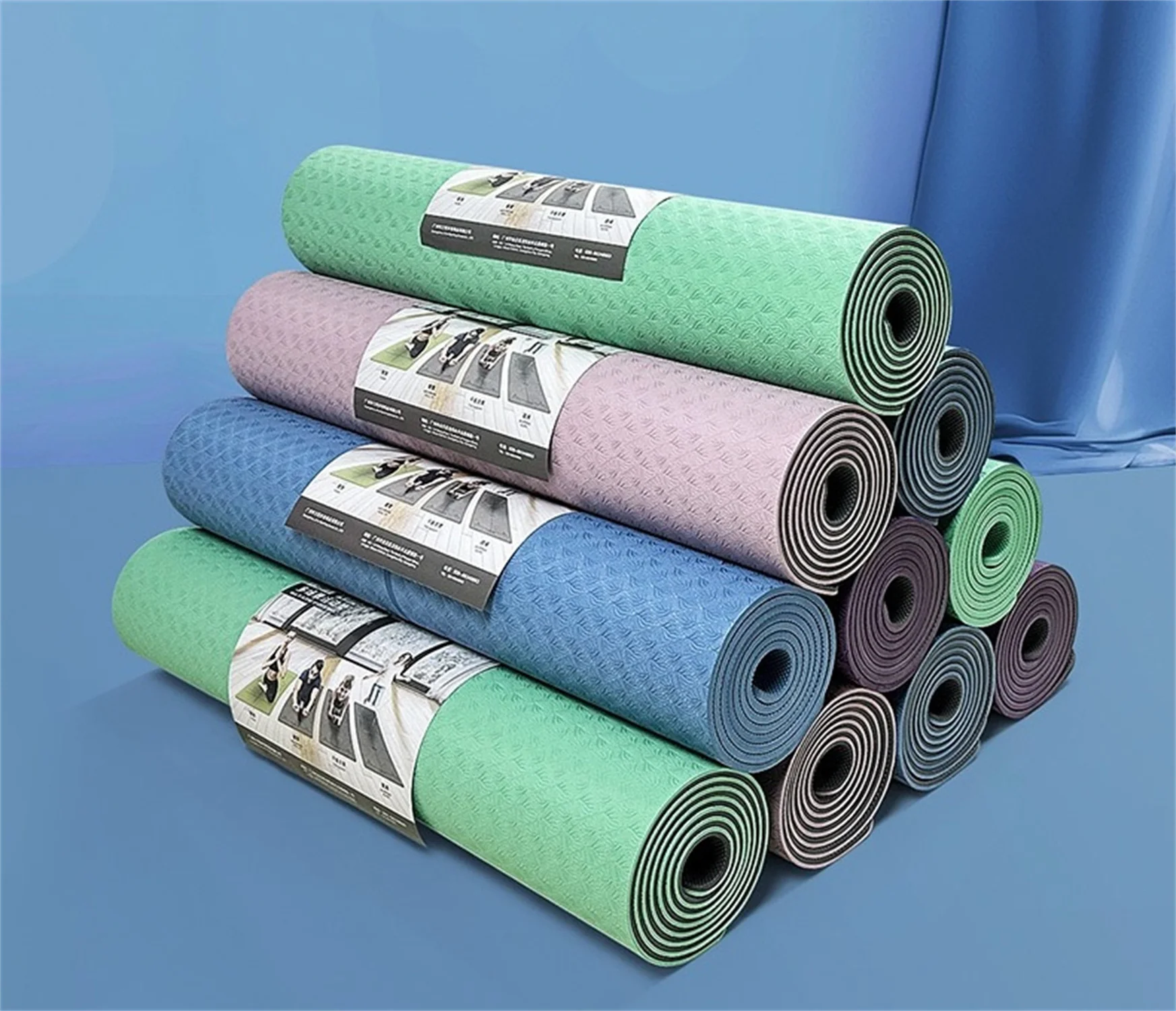 20326TPE yoga mat thickened single and double color three-dimensional line dance fitness skip rope special anti-slip silent