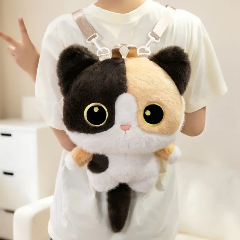 Soft Fluffy Cute Cat Backpack Standing Cat Lightweight Kitten Schoolbag Large Capacity Commuting Bag Adult/Student/Children