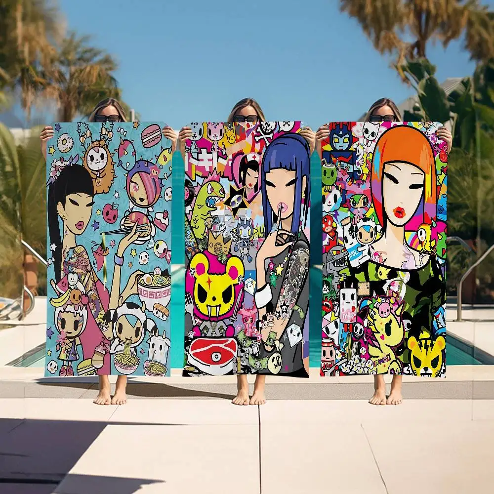 Kawaii T-Tokidoki Anime Microfiber Blanket Quick Drying Beach Towels Oversized Printing Super Absorbent Pool Towel Blanket