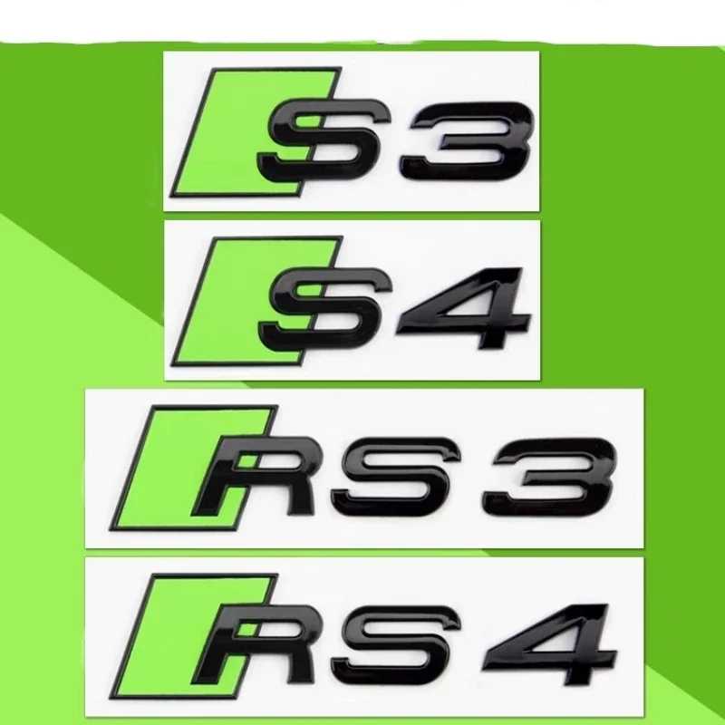 3D Metal Adhesive Green Car Trunk Number Letters Sticker For Audi RS3 RS4 RS5 RS6 RS8 Logo Emblem Nameplate Badge Accessories