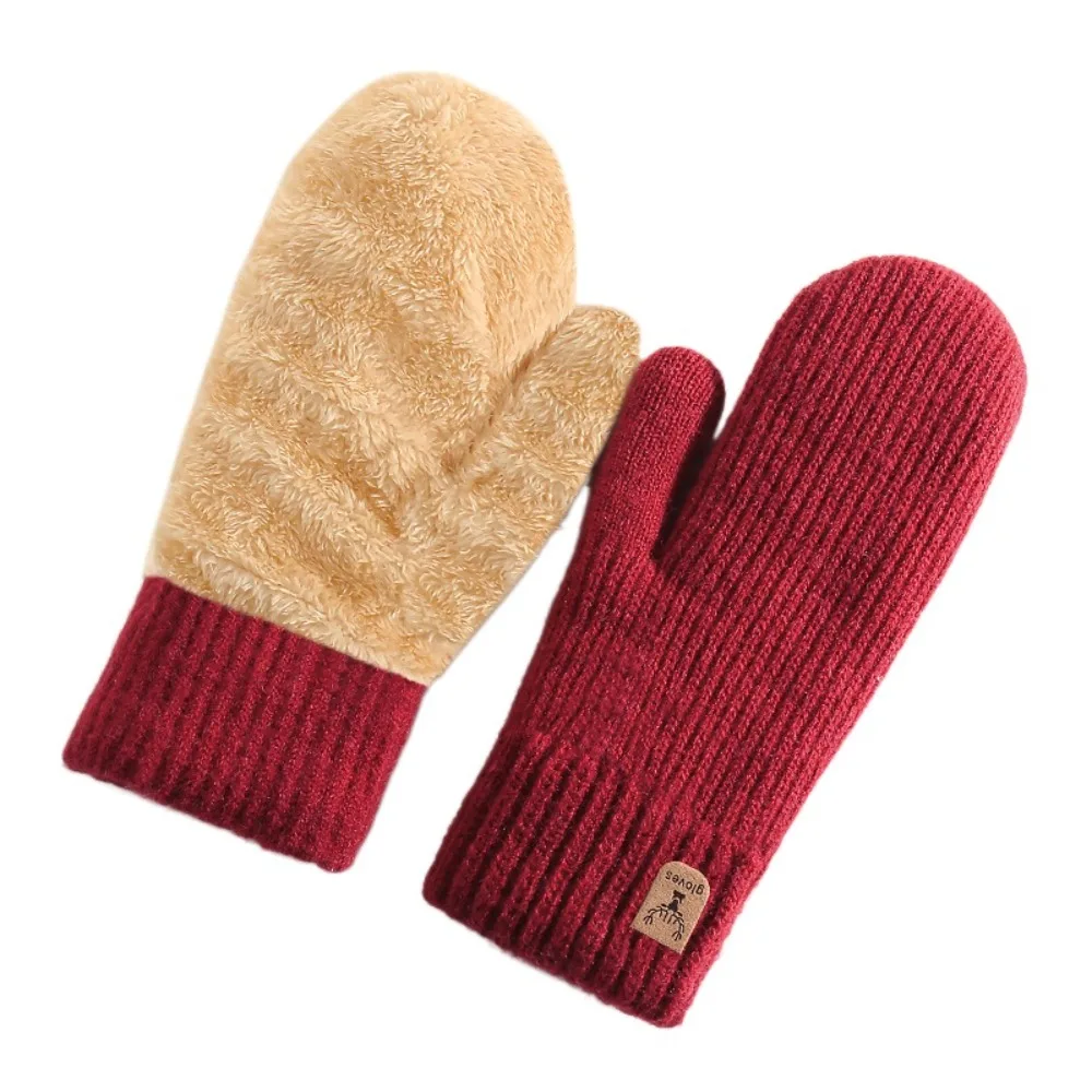 

Корейские эластичные перчатки с длинными пальцами, утолщенные мягкие вязаные перчатки, двухслойные теплые модные перчатки для холодного улицы