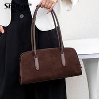 Matte Suede Genuine Cow Leather Big Women's Shoulder Bag Luxury Designer High Quality Huge Commute Travel ladies Handbag Cowhide