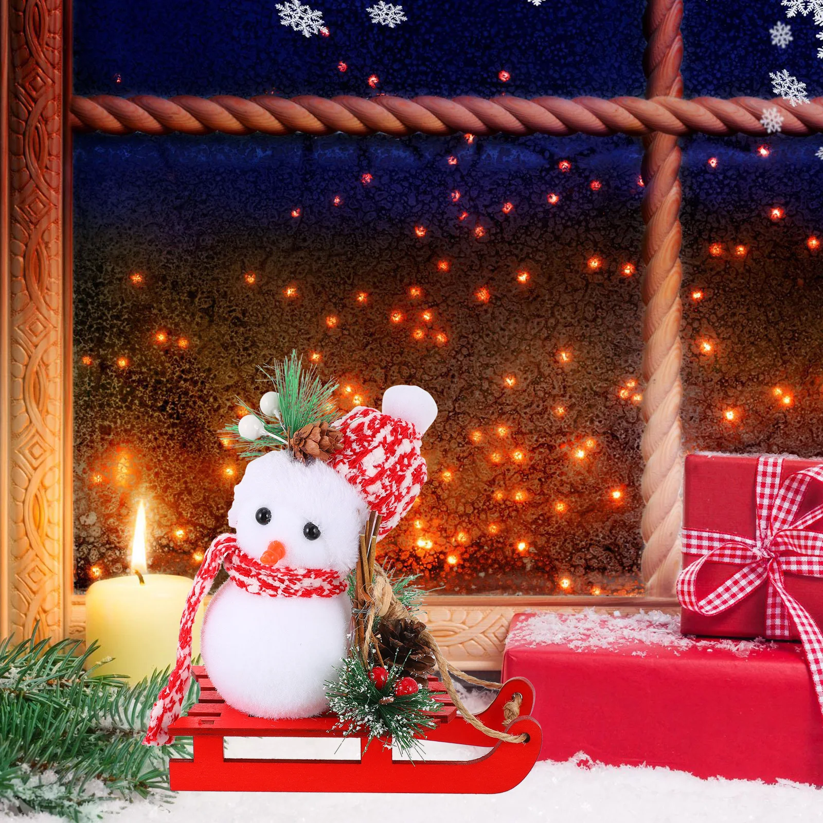 

1Pcs Xmas Snowman Decor Christmas Ornament Mini Statue Xmas Themed Desktop Decoration Holiday Party Ornament Christmas Statue