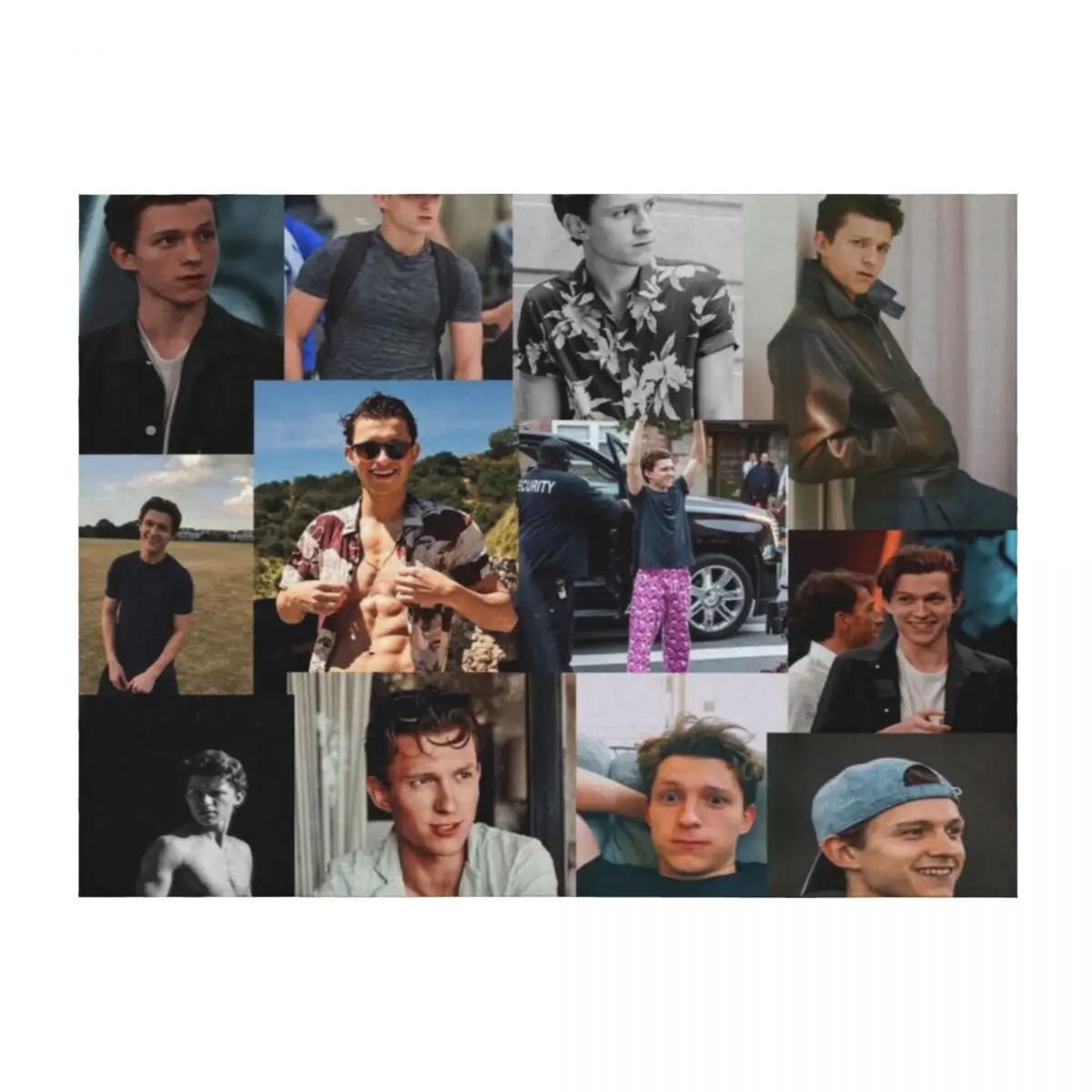 

Tom Holland collage Throw Blanket Flannel Fabric Warm Nap Large Blankets
