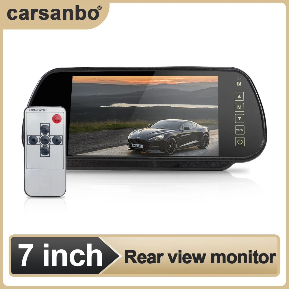 

Carsanbo 7 Inch OEM Rearview Mirror Monitor TFT HD Screen Parking System Reverse 4PIN 12-40V, Suitable for Box Truck/trailer/RV