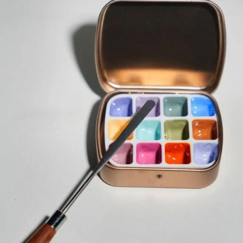 1pc Nail Art Watercolor Paint Compact Flip Top Mini Palette Portable Mixing Box