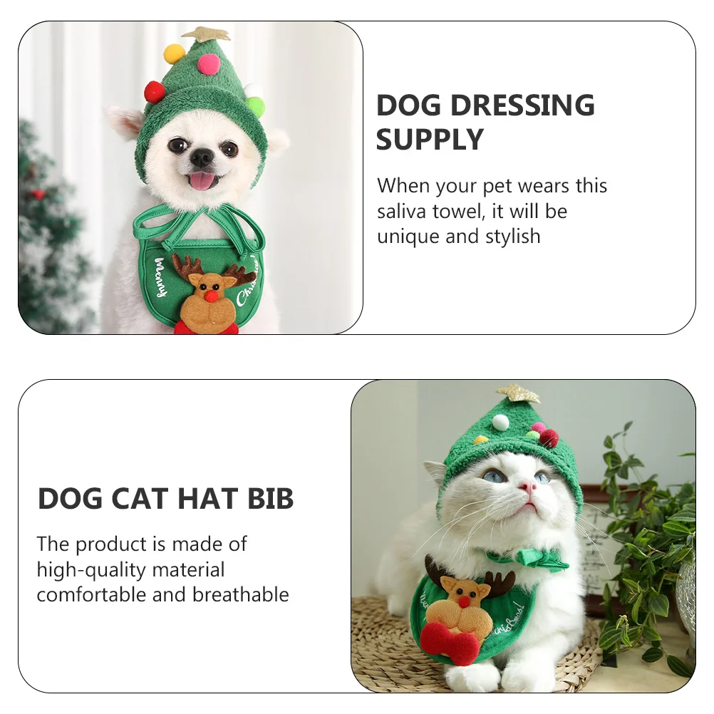 

1Set Christmas Pet Saliva Towel Hat Soft Breathable Dog Cat Bib Xmas Party Dressing Supply Xmas Pattern Pet Bib