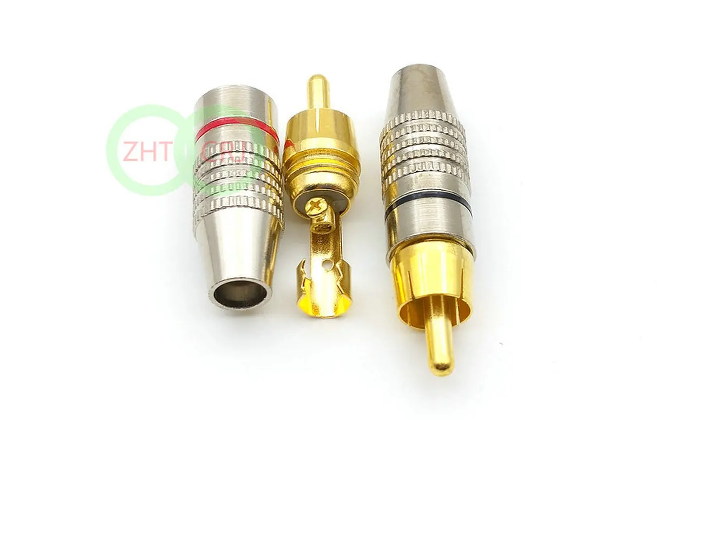 Imagem -02 - Banhado a Ouro Plug Rca para Áudio e Vídeo Bloqueio Conector do Cabo 100 Pcs