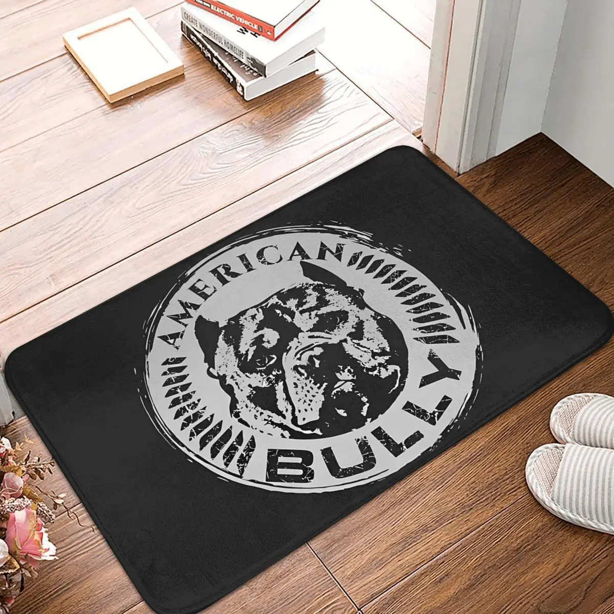 Bully Line Dog Bath Mat Anti Slip Black Toilet Mat Quick Dry for Shower Home Decor Foot Mat Absorbent Bathroom Rug