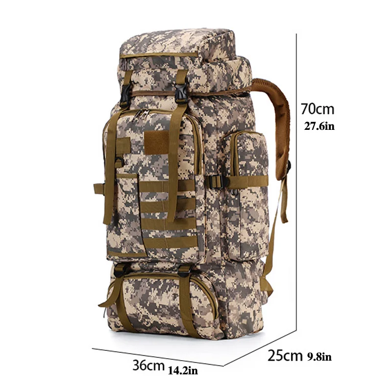 Tactical Backpack Digital Camo Rucksack Water Resistant Large Capacity Hiking Camping Backpack Outdoor Trekking Travel Daypack